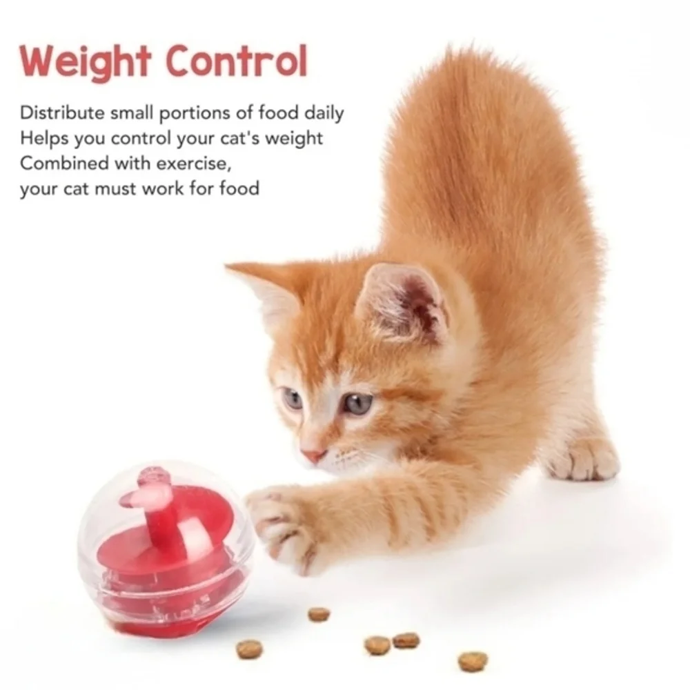 Interactive Slow Feeder Puzzle‎ Ball for Bored Cats Red NWT